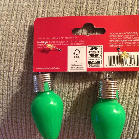 Christmas Green Light Up Bulb Earrings - Picture 3 of 3